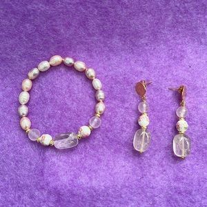 Handmade Pink Bracelet with Earrings